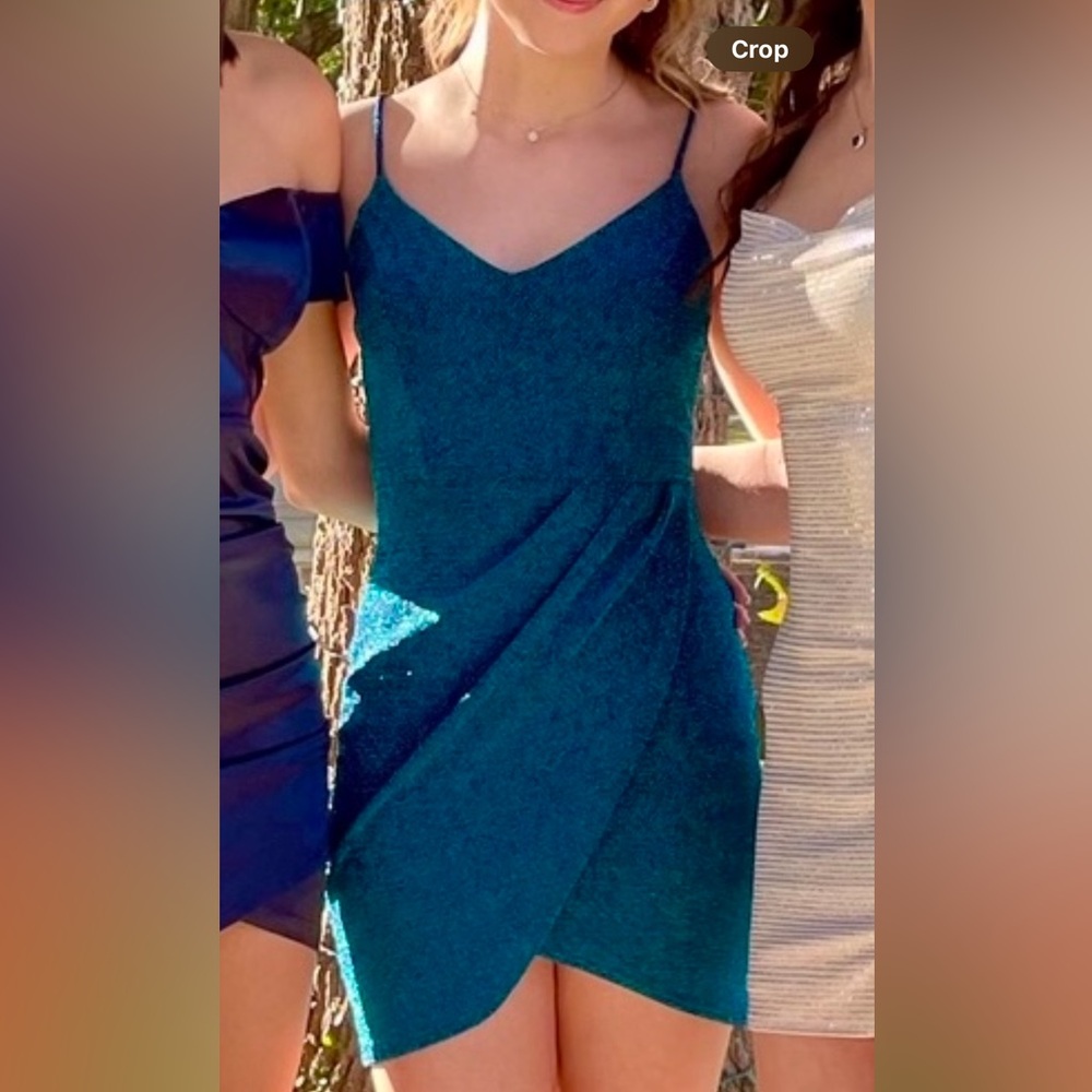 Lulu's Blue Asymmetrical Ruched Bodycon Mini Dress